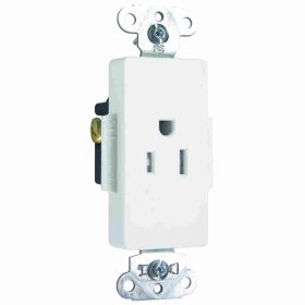 Pass & Seymour TR26261-W Decorator Heavy Duty Single Tamper Resistant Straight Blade Receptacle, 125 VAC, 15 A, 2 Poles, 3 Wires, White