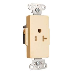 Pass & Seymour TR26361-I Decorator Heavy Duty Single Tamper Resistant Straight Blade Receptacle, 125 VAC, 20 A, 2 Poles, 3 Wires, Ivory