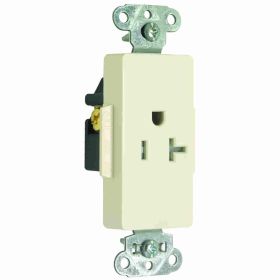 Pass & Seymour TR26361-LA Decorator Heavy Duty Single Tamper Resistant Straight Blade Receptacle, 125 VAC, 20 A, 2 Poles, 3 Wires, Light Almond