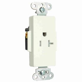 Pass & Seymour TR26361-W Decorator Heavy Duty Single Tamper Resistant Straight Blade Receptacle, 125 VAC, 20 A, 2 Poles, 3 Wires, White