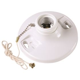 Pass & Seymour 280-WH Pull Chain Lampholder With Pull Chain, 250 W, 250 VAC, Medium Incandescent Lamp