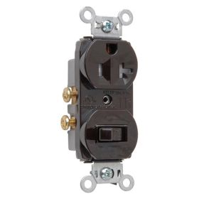 Pass & Seymour 671-TR Standard Tamper Resistant Toggle Combination Switch and Receptacle, 20 A, 120/125 VAC, 1 Poles, 14 to 12 AWG Wire