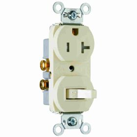 Pass & Seymour 671-TRI Tamper Resistant Combination Switch and Receptacle, 20 A, 120/125 VAC, 1 Pole, 3 Wires, 14 to 12 AWG Wire