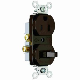 Pass & Seymour 691-TR Tamper Resistant Combination Switch and Receptacle, 15 A, 120/125 VAC, 1 Pole, 3 Wires, 12 to 14 AWG Wire