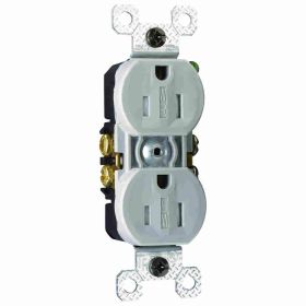 Pass & Seymour TradeMaster 3232TRWRGRY Duplex Weather Resistant Straight Blade Receptacle, 125 VAC, 15 A, 2 Poles, 3 Wires, Gray