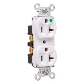 Pass & Seymour 8300-H Compact Design Duplex Heavy Duty Straight Blade Receptacle, 125 VAC, 20 A, 2 Poles, 3 Wires, Brown