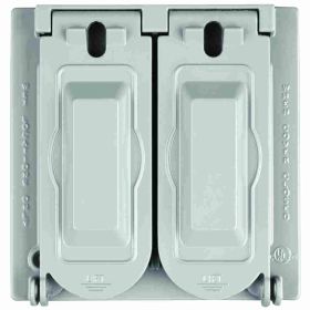 Pass & Seymour CA2U-2681G Heavy Duty Universal Weatherproof Cover With Metal Device Plates, 4.6 in L x 4.6 in W x 3/4 in D, Die Cast Zinc