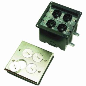 Pass & Seymour FB2-TR-DR2-N Slater Tamper Resistant Floor Box Assembly, 42.5 cu-in, 2 Gangs, 2 Outlets