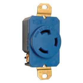 Pass & Seymour Turnlok L530-RBL 3-Phase Impact Resistant Single Receptacle, 125 VAC, 30 A, 2 Poles, 3 Wires, Gray