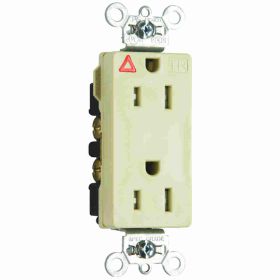 Pass & Seymour Straight Blade Receptacle TRIG26262-I Decorator Duplex Heavy Duty Isolated Ground Tamper Resistant Wall Mount Straight Blade Receptacle, 125 VAC, 15 A, 2 Poles, 3 Wires, Ivory