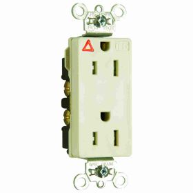 Pass & Seymour Straight Blade Receptacle TRIG26262-LA Decorator Duplex Heavy Duty Isolated Ground Tamper Resistant Wall Mount Straight Blade Receptacle, 125 VAC, 15 A, 2 Poles, 3 Wires, Light Almond