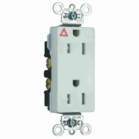 Pass & Seymour Straight Blade Receptacle TRIG26262-W Decorator Duplex Heavy Duty Isolated Ground Tamper Resistant Wall Mount Straight Blade Receptacle, 125 VAC, 15 A, 2 Poles, 3 Wires, White