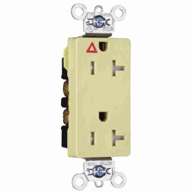 Pass & Seymour Straight Blade Receptacle TRIG26362-I Decorator Duplex Heavy Duty Isolated Ground Tamper Resistant Wall Mount Straight Blade Receptacle, 125 VAC, 20 A, 2 Poles, 3 Wires, Ivory