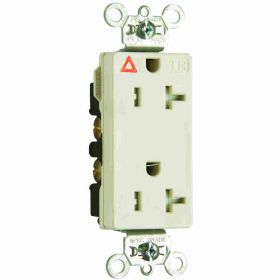 Pass & Seymour Straight Blade Receptacle TRIG26362-LA Decorator Duplex Heavy Duty Isolated Ground Tamper Resistant Wall Mount Straight Blade Receptacle, 125 VAC, 20 A, 2 Poles, 3 Wires, Light Almond