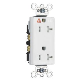 Pass & Seymour Straight Blade Receptacle TRIG26362-W Decorator Duplex Heavy Duty Isolated Ground Tamper Resistant Wall Mount Straight Blade Receptacle, 125 VAC, 20 A, 2 Poles, 3 Wires, White