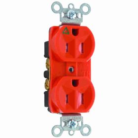 Pass & Seymour TRIG5262 Duplex Heavy Duty Tamper Resistant Straight Blade Receptacle, 125 VAC, 15 A, 2 Poles, 3 Wires, Orange