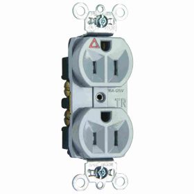 Pass & Seymour Straight Blade Receptacle TRIG5262-GRY Duplex Heavy Duty Isolated Ground Tamper Resistant Wall Mount Straight Blade Receptacle, 125 VAC, 15 A, 2 Poles, 3 Wires, Gray