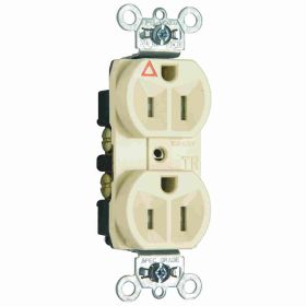 Pass & Seymour Straight Blade Receptacle TRIG5262-LA Duplex Heavy Duty Isolated Ground Tamper Resistant Wall Mount Straight Blade Receptacle, 125 VAC, 15 A, 2 Poles, 3 Wires, Light Almond