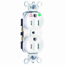 Pass & Seymour Straight Blade Receptacle TRIG8200-W Duplex Heavy Duty Isolated Ground Tamper Resistant Wall Mount Straight Blade Receptacle, 125 VAC, 15 A, 2 Poles, 3 Wires, White