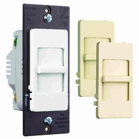 Pass & Seymour WS700-TC Wide Slide TradeMaster 3-Way Decorator Dimmer Switch, 120 VAC, 1 Pole, Ivory/White/Light Almond