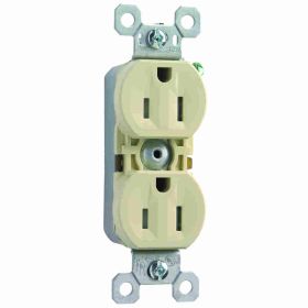 Pass & Seymour Straight Blade Receptacle 880-TRI Tamper Resistant Wall Mount Straight Blade Receptacle, 125 VAC, 15 A, 2 Poles, 3 Wires, Ivory