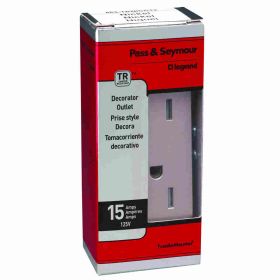 Pass & Seymour 885-TRNICC12 Decorator Tamper Resistant Straight Blade Receptacle, 125 VAC, 15 A, 2 Poles, 3 Wires, Nickel