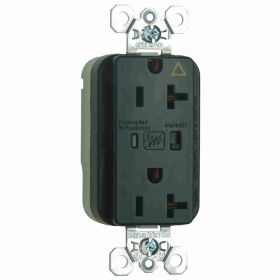 Pass & Seymour PlugTail PTIG5362-BKSP Isolated Ground Specification Grade Surge Protective Duplex Receptacle With LED Monitor, 125 VAC, 20 A, 60 Hz