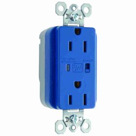 Pass & Seymour PlugTail PT5262-BLSP Extra Heavy Duty Isolated Ground Specification Grade Surge Protective Duplex Receptacle With LED Monitor, 125 VAC, 15 A, 60 Hz