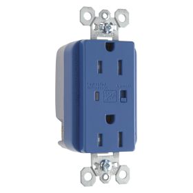 Pass & Seymour TR5262-BLSP Extra Heavy Duty Isolated Ground Specification Grade Tamper Resistant Surge Protective Duplex Receptacle With LED Monitor, 125 VAC, 15 A, 60 Hz