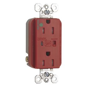 Pass & Seymour TR8200-REDSP Extra Heavy Duty Hospital/Specification Grade Isolated Ground Tamper Resistant Surge Protective Duplex Receptacle With LED Monitor, 125 VAC, 15 A, 60 Hz