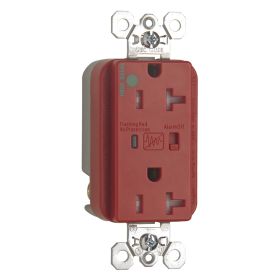 Pass & Seymour TR8300-REDSP Extra Heavy Duty Hospital/Specification Grade Isolated Ground Tamper Resistant Surge Protective Duplex Receptacle With LED Monitor, 125 VAC, 20 A, 60 Hz