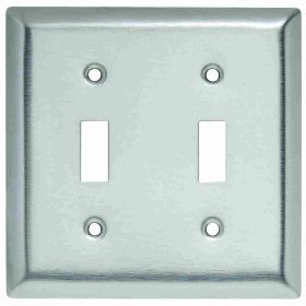 Pass & Seymour SL2 Standard Wallplate, 2 Gangs, 7-1/4 in H x 7-/4 in W, 430 Stainless Steel