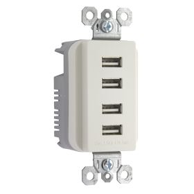 Pass & Seymour radiant TM8USB4-LACC6 Quad USB Charger, Light Almond