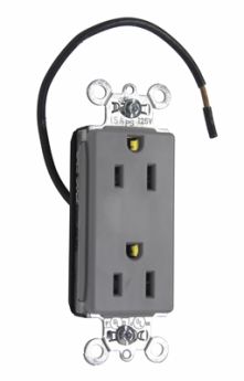 Pass & Seymour PT26252CDGRY PlugTail Heavy Duty Spec Grade Plug Load Controllable Receptacle 15A 125V Gray