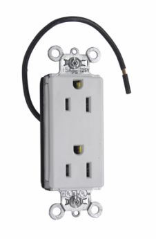 Pass & Seymour PT26252CDW PlugTail Heavy Duty Spec Grade Plug Load Controllable Receptacle 15A 125V White