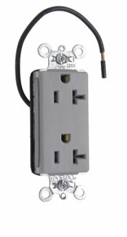 Pass & Seymour PT26352CDGRY PlugTail Heavy Duty Spec Grade Plug Load Controllable Receptacle 20A 125V Gray