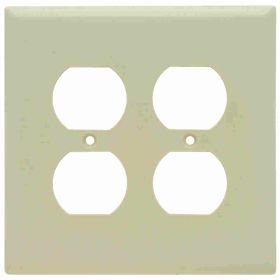 Pass & Seymour Sierraplex SPJ82-I Junior Jumbo Standard Sized Receptacle Wallplate, 2 Gangs, Ivory, 5 in, Thermoplastic