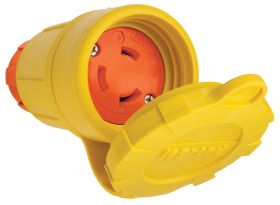 Pass & Seymour Turnlok STERIGUARD 29W49AM Anti-Microbial Straight Blade Watertight Locking Connector, 277 VAC, 30 A, 2 Poles, 3 Wires, Orange/Yellow