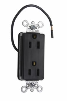 Pass & Seymour PT26252SCCTBK PlugTail Heavy Duty Spec Grade Plug Load Controllable Receptacle 15A 125V Blackc