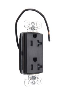 Pass & Seymour Straight Blade Receptacle PTTR26362SCCTBK Heavy Duty Half Control Tamper Resistant Straight Blade Receptacle, 125 VAC, 20 A, Black