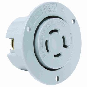 Pass & Seymour Turnlok L520-FO 3-Phase Locking Flanged Outlet, 125 VAC, 20 A, 2 Poles, 3 Wires, Gray