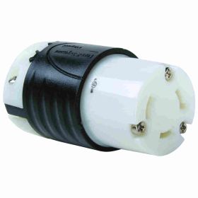 Pass & Seymour Turnlok L830-C 3-Phase Locking Connector, 480 VAC, 30 A, 2 Poles, 3 Wires, Black/White