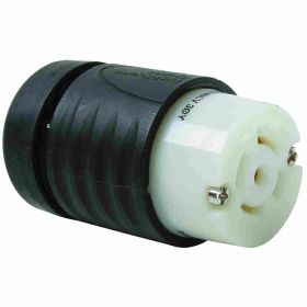 Pass & Seymour Turnlok L2220-C 3-Phase Locking Connector, 277/480 VAC, 20 A, 4 Poles, 5 Wires, Black/White