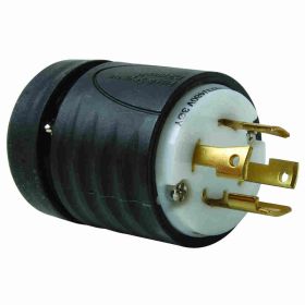 Pass & Seymour Turnlok L1930-P Locking Plug, 277/480 VAC, 30 A, 4 Poles, 4 Wires, Black/White