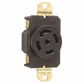 Pass & Seymour Turnlok L2130-R Single Locking Receptacle, 120/280 VAC, 30 A, 2 Poles, 3 Wires, Black