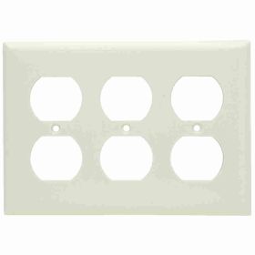 Pass & Seymour Sierraplex SP83-LA Standard Receptacle Wallplate, 3 Gangs, Light Almond, 5 in, Thermoplastic