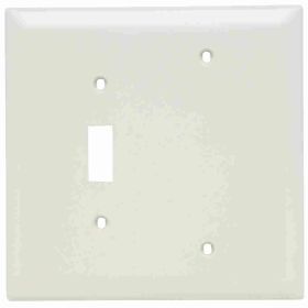 Pass & Seymour TradeMaster TPJ113-LA Jumbo Standard Sized Combination Wallplate, 2 Gangs, Light Almond, 5 in, Thermoplastic