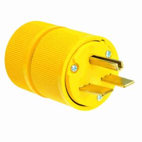 Pass & Seymour D0631 Straight Blade Plug, 250 VAC, 30 A, 2 Poles, 15 Wires, Yellow