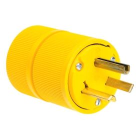 Pass & Seymour D0731 3-Phase Gator Grip Straight Blade Plug, 277 VAC, 30 A, 2 Poles, 3 Wires, Yellow