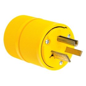 Pass & Seymour D0751 3-Phase Gator Grip Straight Blade Plug, 277 VAC, 50 A, 2 Poles, 3 Wires, Yellow